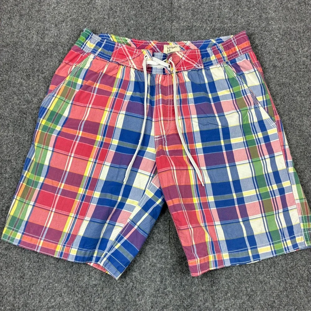 Old Navy Mens Size Small Plaid Madras Board Shorts Multi Color Swim Trunks